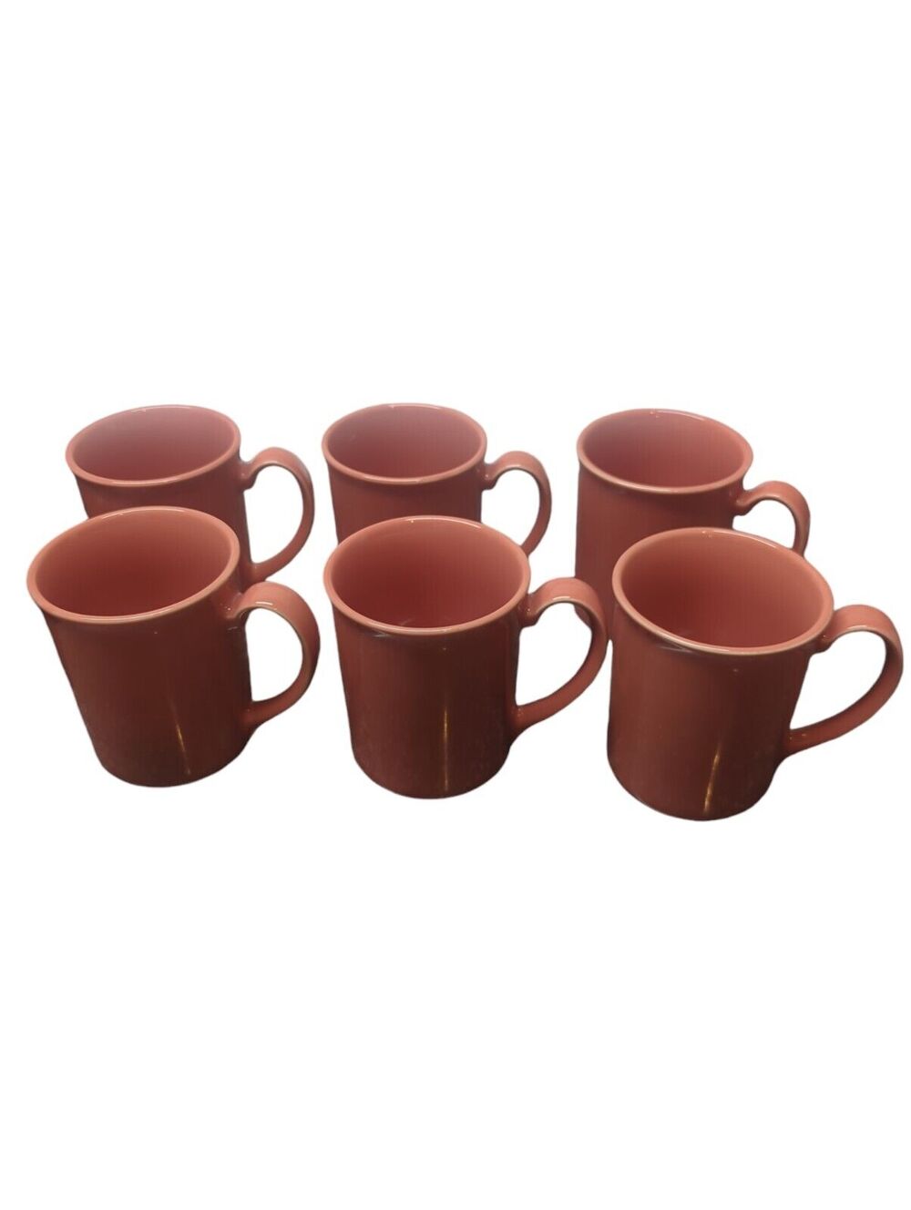 SET OF 6 - VTG. CORNING - PINK CORAL PEACH SALMON - COFFEE CUPS / MUGS